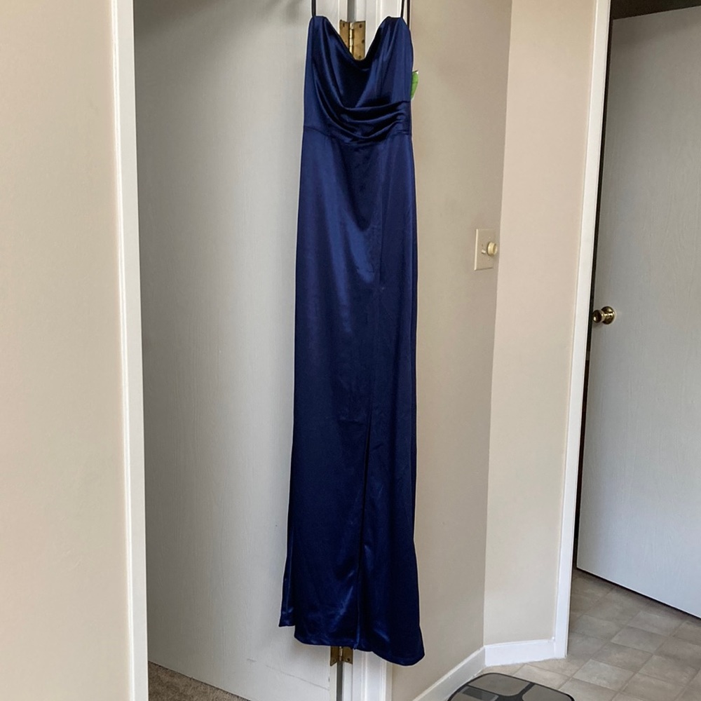Navy Floor Length Gown event ready